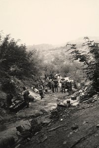 Italienske soldater fra Første Verdenskrig i Podgora, på den italiensk-østrigske front (s/h foto)