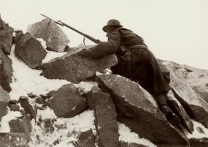 Vagtvagt på Adamello under Første Verdenskrig (s/h foto)