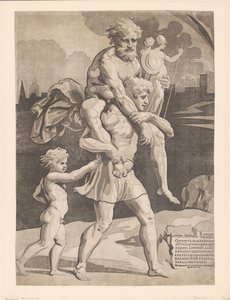 Aeneas flygter med sin familie fra Troja