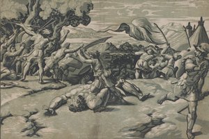 David og Goliat, ca. 1520-27. af Ugo da Carpi