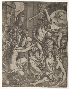 Hercules driver misundelse fra musernes tempel, 1522-24. af Ugo da Carpi