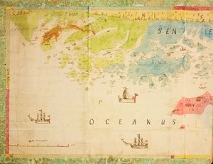 Kort fra Nationalbibliotekets kortsamling. Kortet er offentliggjort i Håndskiltet () og viser Trøndelag, Nordland, Troms, kysten, havkort af Ukjent tegner