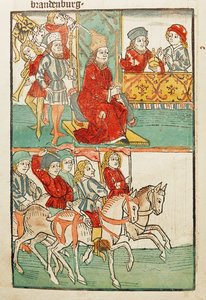 Belejring af kurfyrsten af Nürnberg, Friedrich von Hohenzollern, med Mark Brandenburg af kejser Sigismund ... af Ulrich von Richental