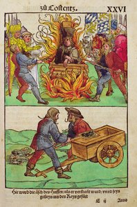 Henrettelsen af Jan Hus eller en af hans præster ved Konciliet i Konstanz, fra 