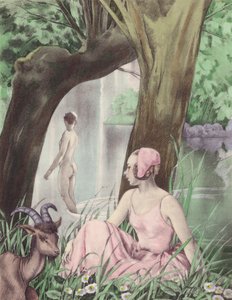 Brunelleschi-illustration til Contes et Nouvelles de La Fontaine (farvelitografi) af Umberto (after) Brunelleschi