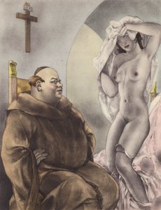 Brunelleschi-illustration til Contes et Nouvelles de La Fontaine (farvelitografi) af Umberto (after) Brunelleschi