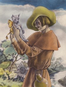Brunelleschi-illustration til Contes et Nouvelles de La Fontaine (farvelitografi) af Umberto (after) Brunelleschi