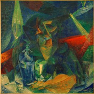 Kvinde på kaffebar (Dekomposition af kvinde ved et bord) af Umberto Boccioni