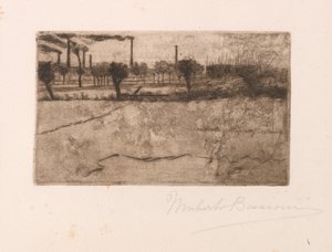 Landskab med industrianlæg af Umberto Boccioni