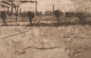 Landskab med industrianlæg, 1909. af Umberto Boccioni