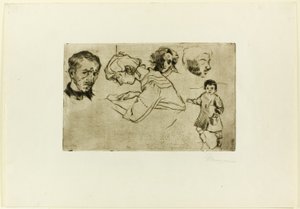 Skitser af fire hoveder og et barn af Umberto Boccioni