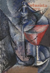 Still Life: Glass and Siphon, ca. 1914 (collage, gouache, pen og blæk)