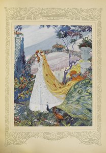 She would always cover her curly hair with a crown of flowers on her head, illustration from 