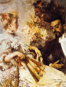 Italo Svevo (1861-1928) med sin søster (huile på lærred) af Umberto Veruda