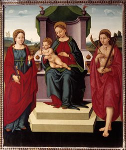 Madonna på tronen mellem St. Magdalene og Sebastian (olie på lærred