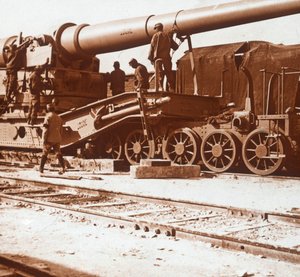 370 jernbanekanon ved navn Louise, Mailly, Nordfrankrig, c1914-c1918 af Unbekannt