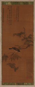 En fugl på en grøn gren, Ming-dynastiet, 1500-1700-tallet. af Unbekannt