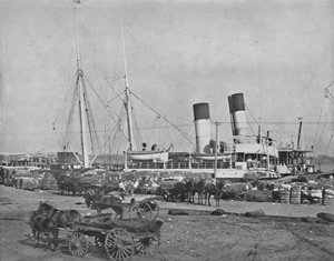 En bomuldsdamper i New Orleans, 1800-tallet af Unbekannt
