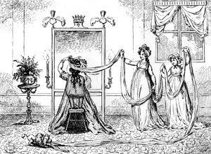 En dame, der tager sin kasket på, juni 1795 af Unbekannt