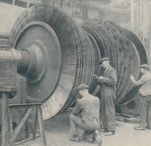 En mangebladet rotor til en af Queen Marys lavtryksturbiner, 1937 af Unbekannt