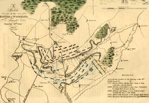 En skitse af slaget ved Waterloo, 18. juni 1815, 1816. af Unbekannt