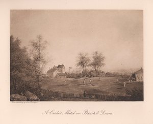 En cricketkamp på Banstead Downs, Surrey, 19. århundrede 1912 af Unbekannt