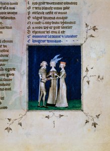 En ridder og en dame udveksler ringe, c1350 af Unbekannt