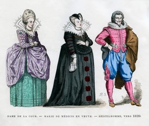 En hofdame, Marie de Medici som enke, og en herre, c1620 1882-1884 af Unbekannt