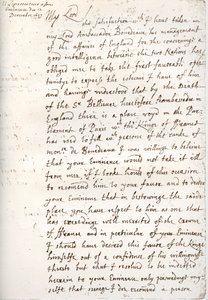 Et brev af Oliver Cromwell til kardinal Mazarin, 4. december 1657, 1899 af Unbekannt
