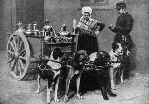 En mælkekvinde med en regeringsinspektør, Belgien, 1922 af Unbekannt