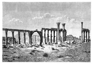 En ruineret søjlegang ved Palmyra Tadmur, Syrien, 1895 af Unbekannt