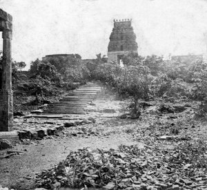 Et ødelagt tempel nær Madras, Indien, 1874 af Unbekannt