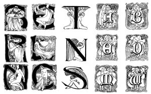 Et sæt dekorative begyndelsesbogstaver, 1898 af Unbekannt
