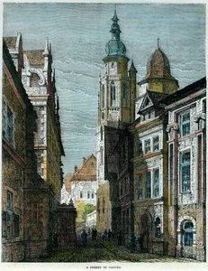 Eine Straße in Coburg, Bayern, Deutschland, ca. 1880