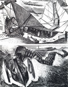 Et tog afsporet af sne. af Unbekannt