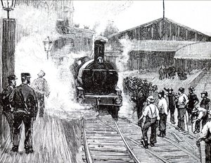 Et tog, der forlader Plymouth Train Station. af Unbekannt