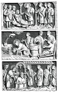 En triptykon af det helbredende arbejde af St. Remy, biskop af Reims, 11. århundrede 1870 af Unbekannt