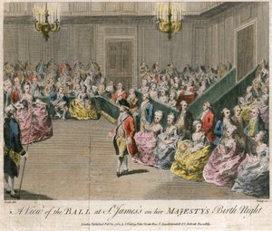 Ein Blick auf den Ball in St. James an ihrem Majestäts Geburtstag, 1782 von Unbekannt