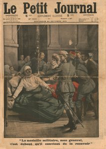 En såret mand forsøger at rejse sig for at modtage sin medalje, 1915. af Unbekannt