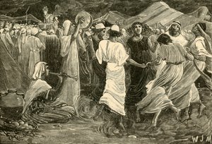 Aron og israelitterne, der tilbeder kalven, 1890. af Unbekannt