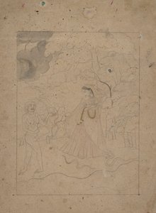 Abhisarika Nayika Heroine Braving the Night, K. 1800. af Unbekannt