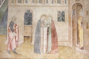 Abondance klosterkirke fresco: visitationen, Abondance, Frankrig af Unbekannt