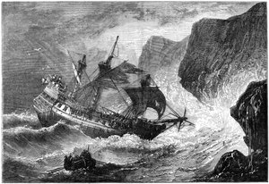Admiral Somers kører sit skib i land, Bermuda, 1609 c1880 af Unbekannt