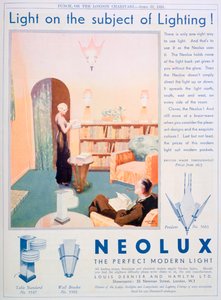 Annonce for Neolux lysarmaturer, 1931 af Unbekannt