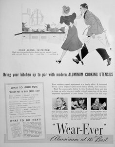 Annonce for Wear-Ever køkkenredskaber i aluminium, 1939 af Unbekannt