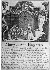 Annonce for Mary og Ann Hogarths draper-butik, begyndelsen af midten af det 18. århundrede, 1901 af Unbekannt
