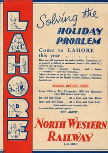 Annonce for North Western Railway, der promoverer rejser til Lahore, 1936. af Unbekannt