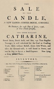 Annonce for salg af Candle i Lloyds, 1796, 1928 af Unbekannt