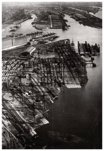 Luftfoto af Bremer Vulkan skibsværft, Bremen, Tyskland, fra en Zeppelin, c1931 1933 af Unbekannt