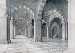 Agra. Interiør af Moti Musjid. Perlemoskeen, c1910. af Unbekannt